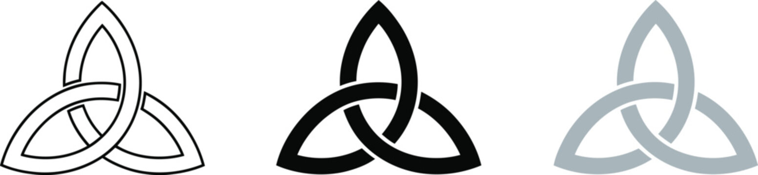 Set of triquetra knot icons Celtic trinity symbol in different styles vector illustration for tattoos and graphic design