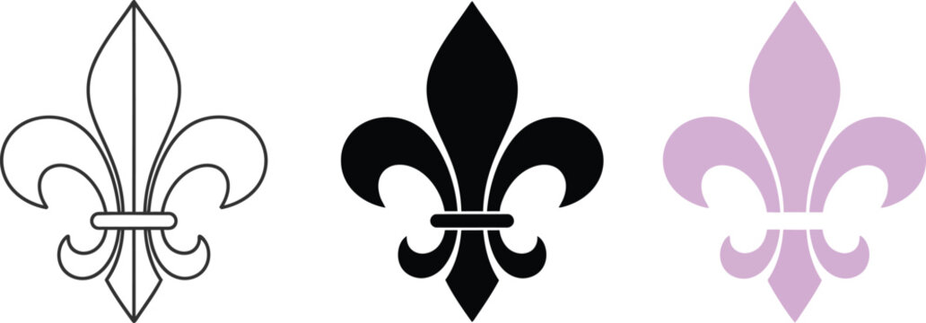 Set of fleur de lis icons heraldic symbol in different styles vector illustration for design elements