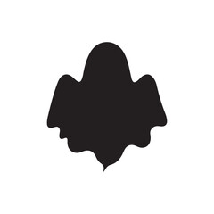 Ghost silhouette window vector flat illustration design on white background