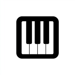 Piano keyboard icon in black and white minimalist style