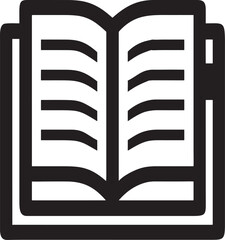Open book icon with lines representing text on pages