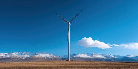 Clean Energy Wind Turbine Generating Power in a Scenic Mountain Valley