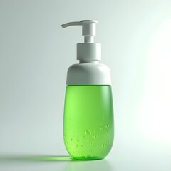 A green soap dispenser