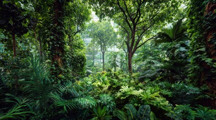 Fototapeta premium Tropical jungle with green foliage
