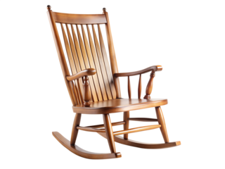 A wooden rocking chair isolated on transparent background
