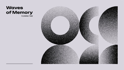 Abstract graphic with geometric shapes and stippling texture. Minimalist modern design for background concept.