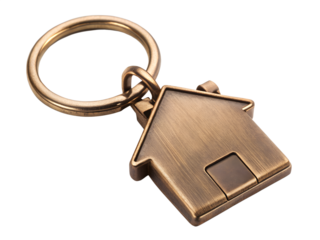 House shaped keychain isolated on transparent background