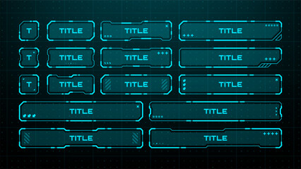 Collection of hud vector graphic frames. Game interface display for futuristic design. Digital display element for streaming overlay. © hiten666