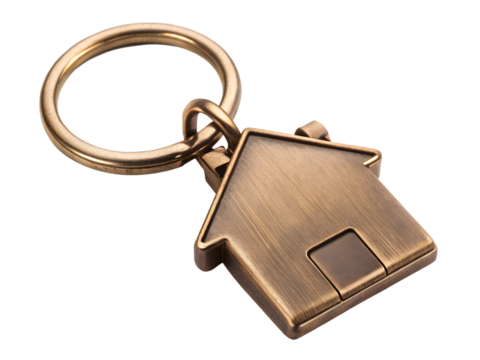 House shaped keychain isolated on transparent background