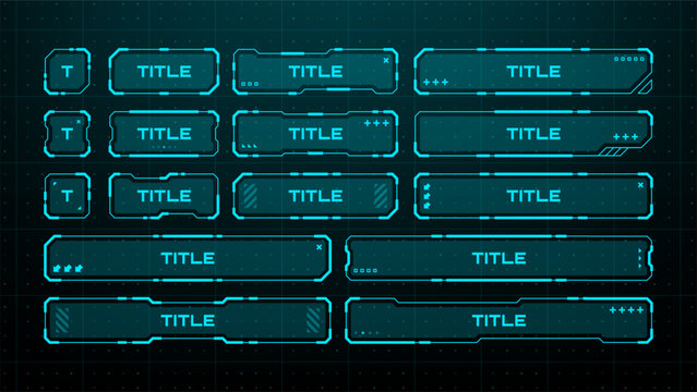 Collection of hud vector graphic frames. Game interface display for futuristic design. Digital display element for streaming overlay.