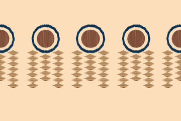 Ethnic ikat traditional motif fabric pattern geometric style.African Ikat embroidery Ethnic oriental pattern white cream brown background wallpaper. Abstract,vector.Texture,decor.