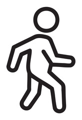 Walking person icon: simple black outline of a human figure - stock vector