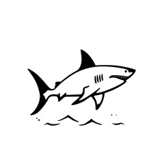 Obraz premium Great White Shark. Great White Shark simple black and white line art vector logo