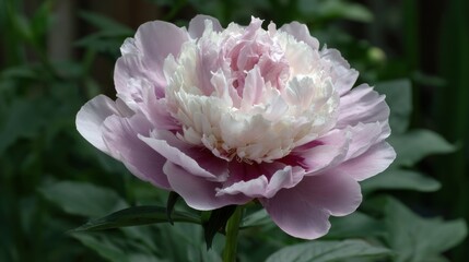A vibrant pink peony shows off its lush soft petals surrounded by green foliage. This stunning flower blooms in a garden highlighting the beauty of springtime.