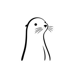 Sea Lion. Sea Lion simple black and white line art vector logo
