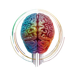 Colorful Artistic Brain Illustration with Rainbow Hues
