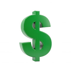 Fototapeta premium Shiny Green Dollar Symbol isolated on a transparent background currency money