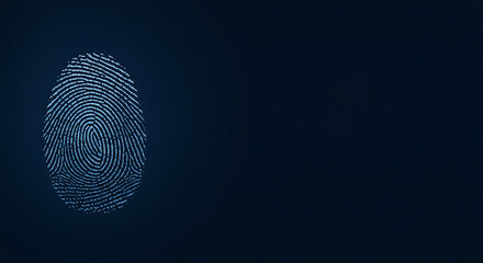 Close up of a blue fingerprint on a dark background
