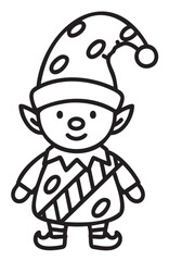 Fototapeta premium Cheerful cartoon christmas elf wearing polka dot hat - stock vector