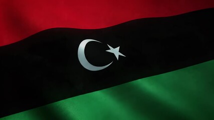Closeup Shot of Waving Flag Libya With Interesting Textures