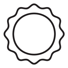 Simple black sun icon with wavy outer lines on white background - stock vector