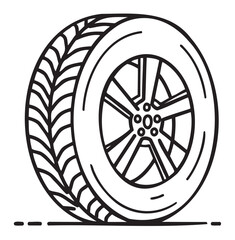 Fototapeta premium Detailed black and white illustration of a car tire with tread patterns - stock vector