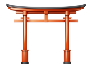 Traditional japanese torii gate, isolated on transparent background