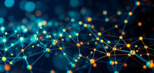 Blockchain network visualized as abstract nodes and connections,  peer-to-peer,  money