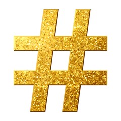 Obraz premium Golden Hashtag Symbol.