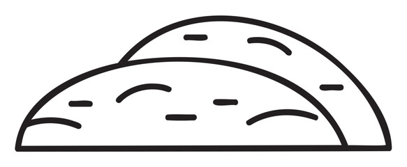 Black and white line art of two bread loaves with textured details - stock vector