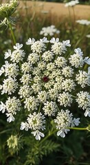 Closeup of a Cluster of White Flowers.