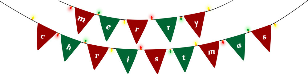 Iconic colourfully Christmas carnaval flag  with mini lamp around