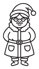 Fototapeta premium Cartoon mrs. claus in winter outfit with hat and glasses - stock vector