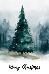 Christmas greeting card - Card with a Christmas tree and text