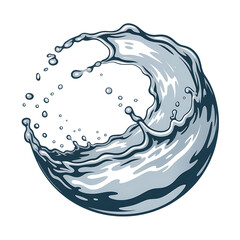 Dynamic water splash wave isolated on black background