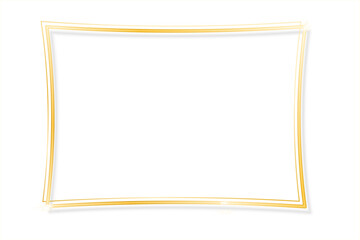 Golden rectangle frame with shiny surface and shadow. Luxury realistic concave border. Vector illustration for Christmas card, invitation, template