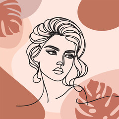 girl one line. vector drawing.
