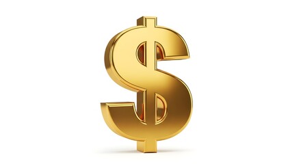 Obraz premium Shiny Golden Dollar Sign 3D Symbol isolated PNG with Transparent Background