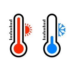 Thermometers showing hot and cold temperatures