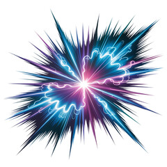 Vibrant exploding starburst with electric blue and pink energy rays