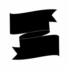 A black vintage ribbon banner over a white background, simple design