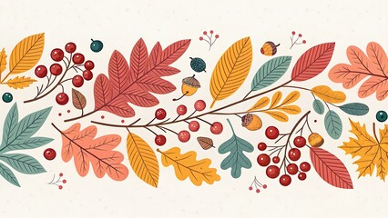 Obraz premium Seamless orange and yellow autumn leaves vector illustration for a floral nature pattern background
