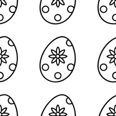 Decorative Easter eggs vector set with floral ornaments, seamless pattern design, elegant festive holiday background illustration.