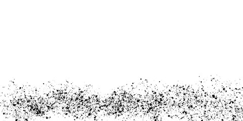 Grunge bottom border isolated on transparent background with black ink splatter