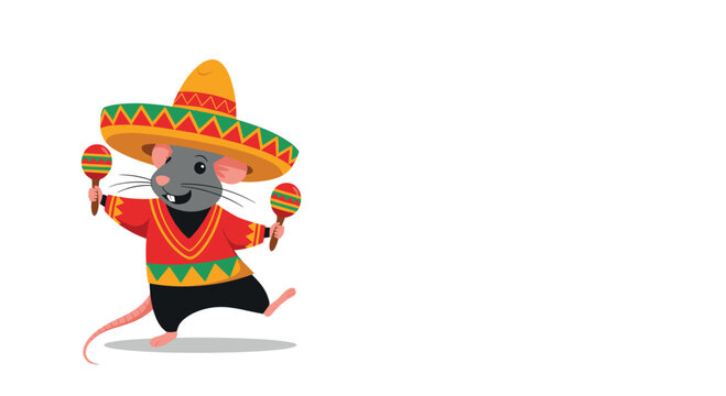 mexican rat with maracas and sombrero clip art preview