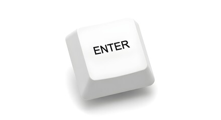 Isolated white computer keyboard key with the command word ENTER for action concepts isolated PNG with Transparent Background