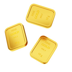 Three Gold Bars Floating Against Black Background Depicting Finance Investment Concept