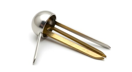 Shiny metallic paper fastener brad for office stationery and binding documents isolated PNG with Transparent Background