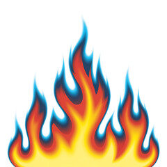 Vibrant realistic flames with blue and red accents on a black background