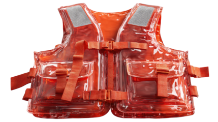 Close-up portrait of person wearing red riding hood cloak with detailed fabric texture isolated on white background